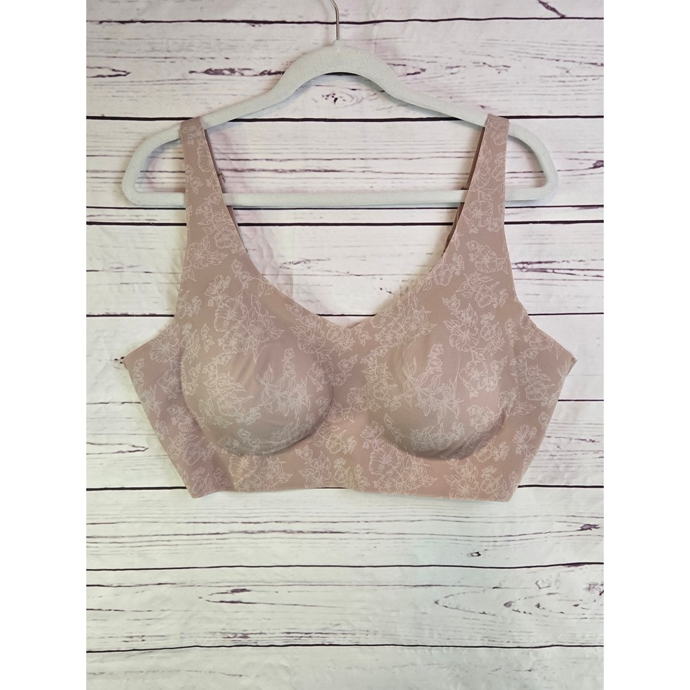 Bali Comfort Revolution Wirefree Bra 2X Beige‎ Floral Full Coverage ComfortFlex